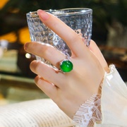黛玥纯银镶天然玉石，指环玛瑙玉髓戒指，媲美翡翠阳绿个性时尚女