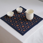 川谷纯手工刺子绣茶席，茶垫日式桌垫隔热垫干泡家用茶席茶道零配