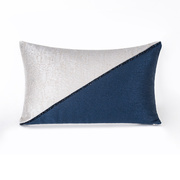 蓝梦格调样板房抱枕缎面蓝色银白色卧室床上摆件软装布艺腰枕靠垫