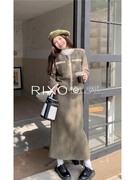 rixoexit法式小香风套装秋冬时尚，高级感名媛毛呢外套半身裙
