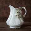 w1962复古奶油色欧式订单手工玫瑰花立体法式浮雕，宽水壶花瓶水罐