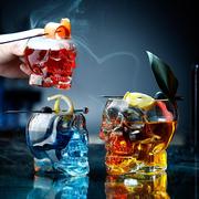 创意玻璃鸡尾酒杯骷髅头杯子威士忌烈酒个性万圣节商用洋酒杯酒吧
