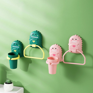 儿童漱口杯挂壁式牙刷置物架卡通可爱宝宝刷牙杯塑料创意耐摔牙杯