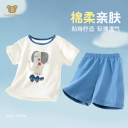 婴儿短袖套装纯棉透气夏季薄款男女童宝宝短裤儿童衣服休闲两件套