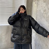 2021冬季面包服女韩版宽松黑色pu皮棉袄ins大码羽绒棉衣外套