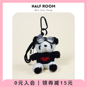 飞行员熊猫挂件包包毛绒玩偶，书包公仔钥匙扣男女生，背包小饰品礼物