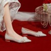 平底婚鞋新娘鞋女禾秀婚纱两穿2022年白色，低跟婚礼鞋孕妇可穿