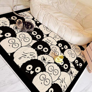 客厅沙发地毯黑白，可爱地垫北欧现代卡通家用卧室，茶几毯满铺床前毯
