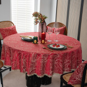 中式喜庆大圆形餐桌布家用圆桌布圆台布圆桌垫客厅圆茶几垫布艺