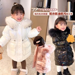女童棉袄2022冬装女宝宝，加厚外套小童女孩，大毛领羽绒棉服洋气