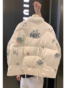 新中式国风白色盘扣棉服加厚冬季高级感超好看外套女秋季2023