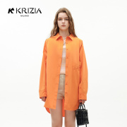 kkrizia春季桔红色经典，oversize前短后长，宽松衬衫外套