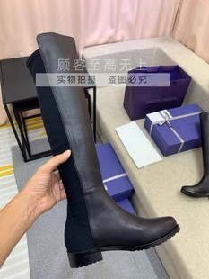 香港直邮SW5050小辣椒同款靴过膝长靴弹力靴高筒真皮拉链女靴
