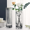 欧式轻奢描金创意玻璃花瓶透明水养富贵竹玫瑰花插花瓶摆件客厅大