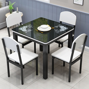 家用桌椅桌组合双人餐桌椅客桌桌子，四人餐厅桌方桌椅(方桌椅)方形钢化玻璃
