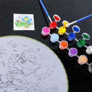 小盒装连体丙烯颜料儿童，涂鸦12色水彩幼儿园，diy材料手绘防水美术绘画套装