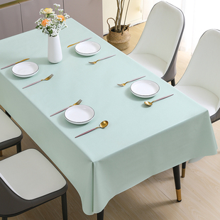 桌布免洗防水防油餐桌垫布纯色高级感茶几，餐布长方形客厅家用台布
