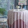 防水丝绒桌布粉紫色MISS PEONY美式复古轻奢圆桌长桌茶几台布定制