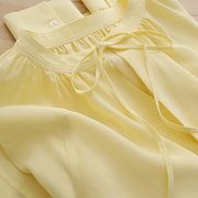 设计感v领系带真丝衬衫女2023秋季宽松长袖上衣法式气质衬衣