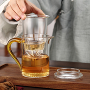 茶杯个人日式专用玻璃杯三件套家用耐热过滤花茶杯茶水分离泡茶杯