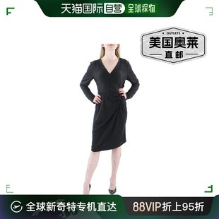 lauren ralph lauren女式针织长袖鸡尾酒会和派对礼服 - 黑色