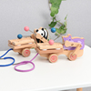儿童木质拖拉学步车2-3岁宝宝，牵引动物拉线小拖车玩具小熊敲鼓车