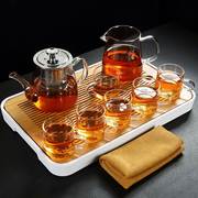 旧望格加厚透明玻璃功夫茶具，套装家用内胆，过滤煮茶壶茶杯茶盘