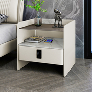 意式极简床头柜现代简约设计感岩板无线充电卧室家用奶油风床边柜