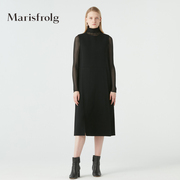 marisfrolg玛丝菲尔羊毛，秋季无袖中长款黑色，连衣裙裙子