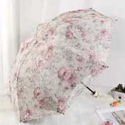 太阳伞防晒防紫外线雨伞女晴雨，两用折叠黑胶三折伞蕾丝公主遮阳伞