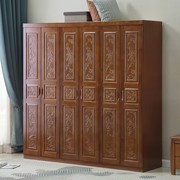 中式实木衣柜卧室家用经济型，平开门雕花衣橱，现代简约储物收纳柜子