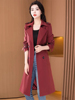 杭州意法风衣外套女款2024年春秋中长款妈妈高端品牌，红色大衣