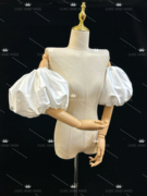 新娘婚纱礼服配饰白色缎面松紧短款可爱小袖子可拆卸假袖子泡泡袖