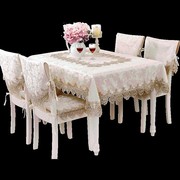 桌布布艺欧式长方形家用茶几布电视柜桌布蕾丝，桌旗餐桌布椅套套装