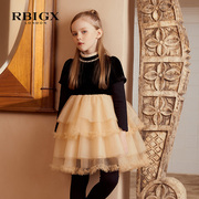 RBIGX瑞比克童装冬季女童甜美设计感珍珠装饰套头针织衫长袖T恤