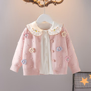 女童秋装外套宝宝毛衣针织，开衫儿童上衣，女童毛衣韩版洋气婴儿衣服