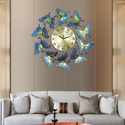 客厅钟表挂钟家用蝴蝶装饰钟欧式(钟欧式)创意时钟卧室静音石英钟壁挂表