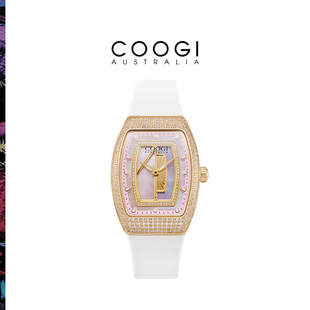 COOGI小酒桶紫罗兰石英表女式带钻夜光腕表轻奢小众瑞士机芯手表