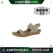 skecherscalibrie-mostwanted女式帆布，软木坡跟凉鞋-裸色