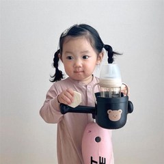韩国inas婴儿车推车杯架卡通小熊可调节儿童水杯奶茶架配件通用