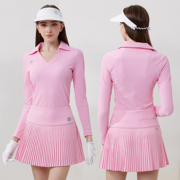 春秋季高尔夫女装长袖裙子，套装女士网球，运动弹力上衣golf修身服装