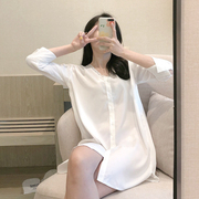 雪纺白衬衫女2022春夏韩版宽松七分袖中长款衬衣显瘦洋气上衣