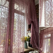 美式田园窗帘韩式透光紫粉色蕾丝，成品窗帘窗纱床幔门帘阳台飘窗帘