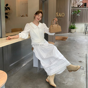 2024设计师系列韩系气质蕾丝翻领衬衫女长袖春季百搭白色上衣
