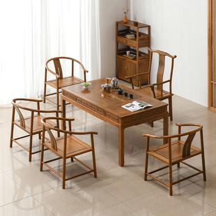 鸡翅木中式茶桌椅，组合禅意新中式阳台茶室，茶台家用红木功夫泡茶桌