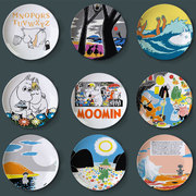 北欧芬兰姆明moomin陶瓷，装饰盘卡通河马，儿童故事插画碟子背景挂盘