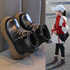 女童冬季马丁靴2023童靴儿童，黑色加绒短靴男童英伦风保暖皮靴