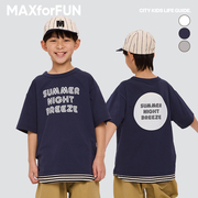 MAXforFUN童装24春夏儿童短袖T假两件拼条纹下摆圆领T恤男女童新