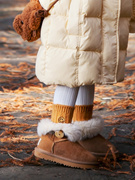 两穿亲子款|冬季儿童雪地靴真羊皮t毛一体(毛，一体)宝宝靴子女童成人中筒