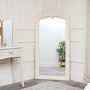 美式复古全身落地镜壁挂穿衣镜试衣镜家用白色靠墙卧室服装店镜子